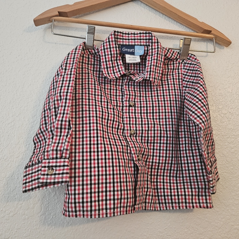 vintage toddler boy plaid button up, 24 months